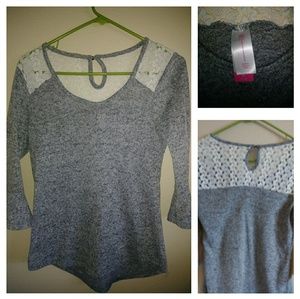Grey and lace blouse